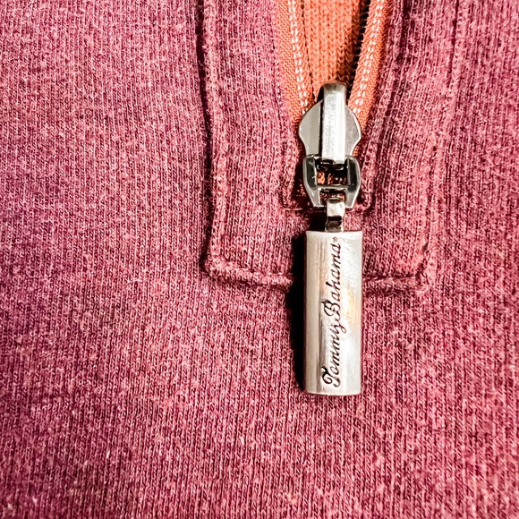 Tommy Bahama Flip Side Orange Burgundy Reversible 1/4 Zip Long Sleeve Sweater - Picture 3 of 11